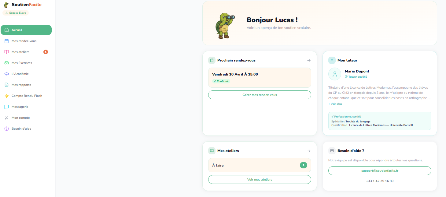 Tout en un coup d'œil dès la connexion